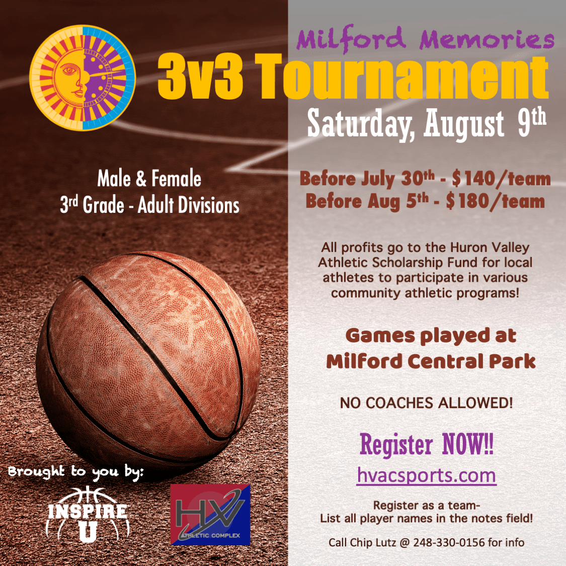Proud Sponsor of the Milford Memories 3v3 tournament- August 9th